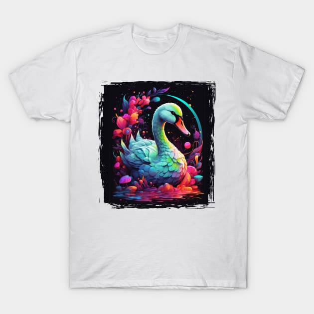 Swan in lake of colors T-Shirt by Tiago Augusto